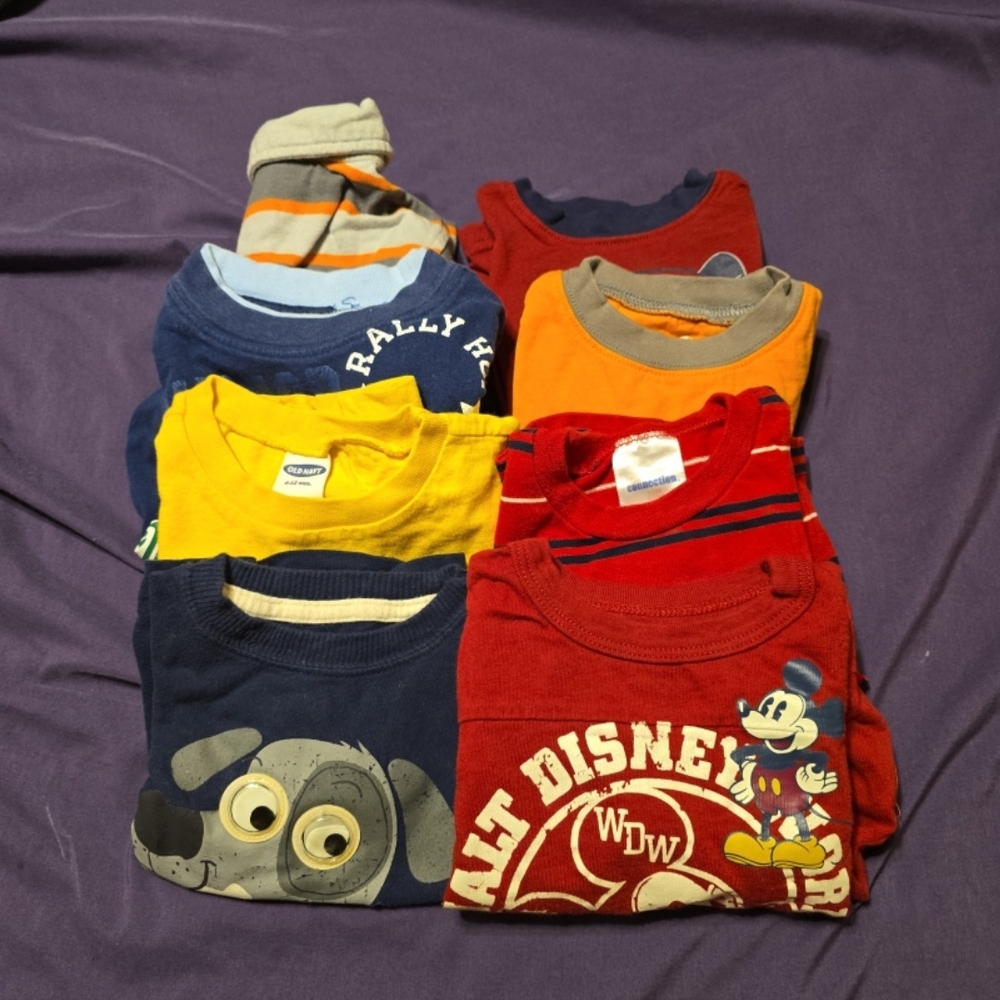 Multiples Kids Long Sleeve Tees - Red, Yellow, Blue, Gray